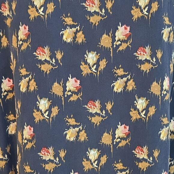 Pendleton Womens L Silk Blue Floral Roses Blouse Fairy Feminine Bloomcore Party - Picture 5 of 14